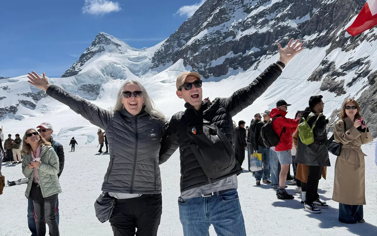 Snow and ice at the Jungfraujoch summit station at 3,454 metres in midsummer