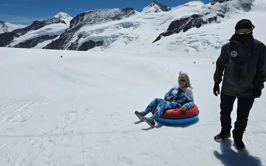 The Sphinx observation terrace at Jungfraujoch above the Aletsch Glacier
