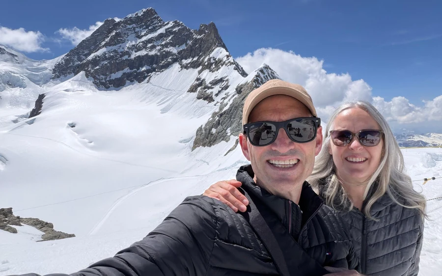 Snow and ice on the plateau at Jungfraujoch below the Eiger and the M&ouml;nch