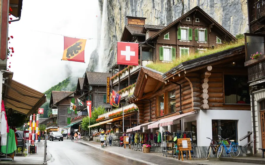 The village of Grindelwald below the Eiger on the private day to the summit
